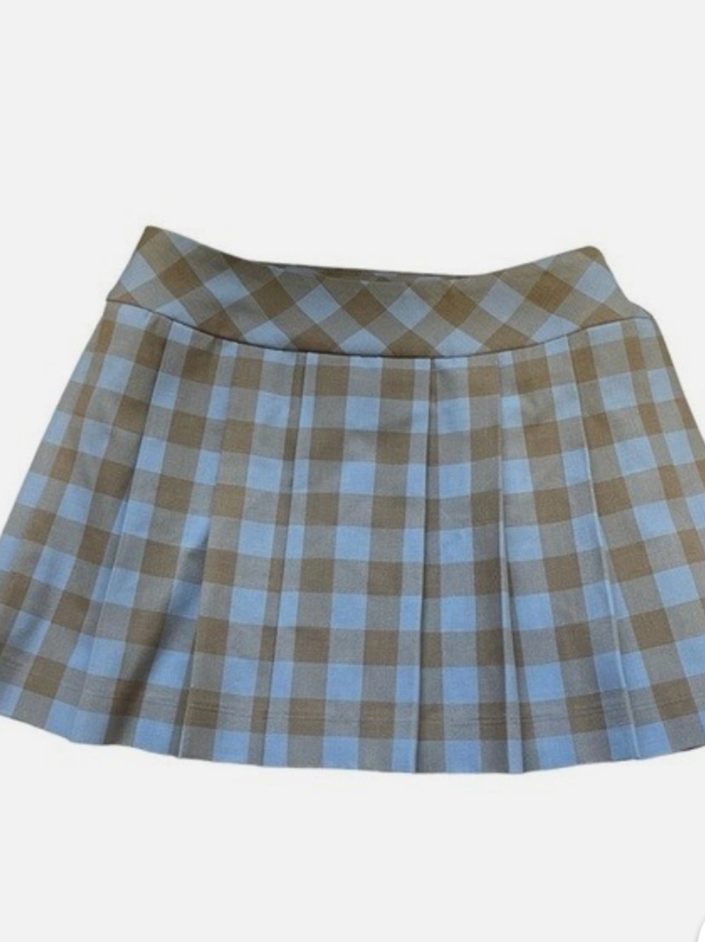 Aritzia Blue & Tan Plaid Pleated Mini Skirt